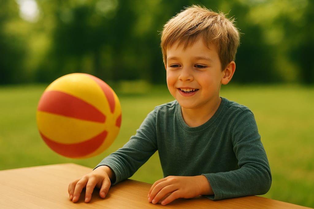Child playing outdoors in natural sunlight to protect vision health