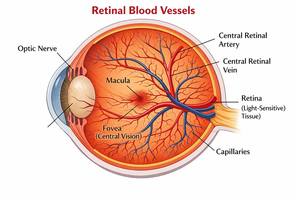 Reduced retinal blood flow affecting eye health