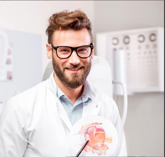 Diagram illustrating the inflamed retro-orbital tissues (eye muscles and fat) characteristic of Thyroid Eye Disease Treatment needed for Graves' Ophthalmopathy.