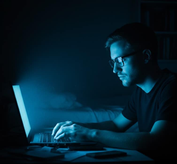 Impact of artificial blue light and eye health during night hours.
