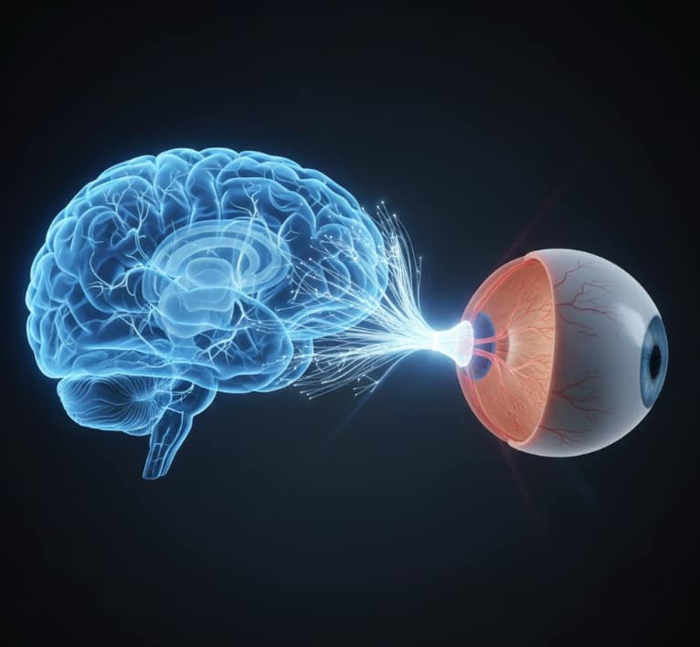 Retina and optic nerve fundus image illustrating the connection between vision and brain health