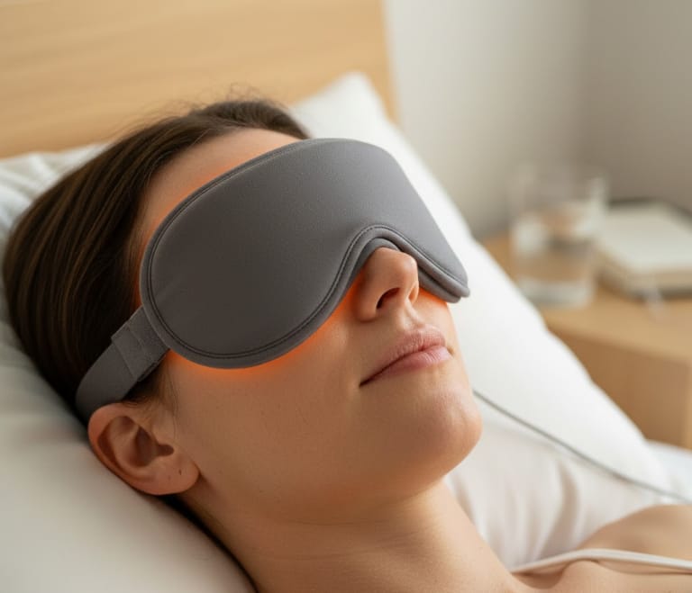 Warm compress for eyes using a heated eye mask