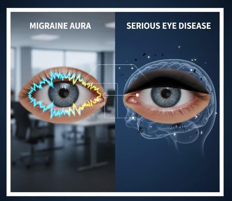 Comparison of Migraine Aura vs Eye Disease symptoms