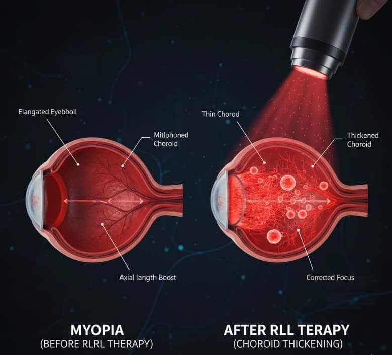 Mechanism of red light therapy on axial elongation in myopia