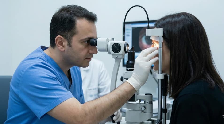 LipiFlow vs TearCare advanced MGD treatment shown in a clinical eye exam setting